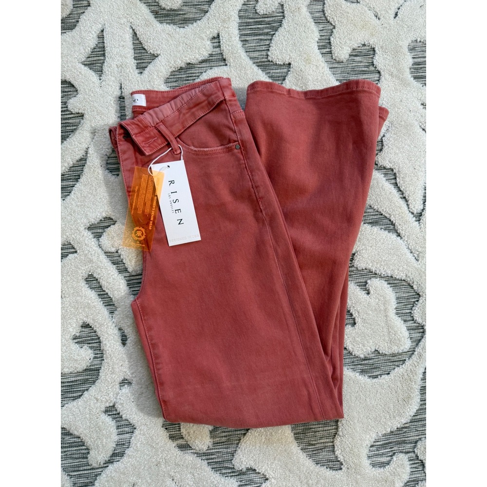 Risen Jeans Peach Blossom Wide Leg High Rise Crossover Waist Pants RDP5314 13/31 - Picture 3 of 8
